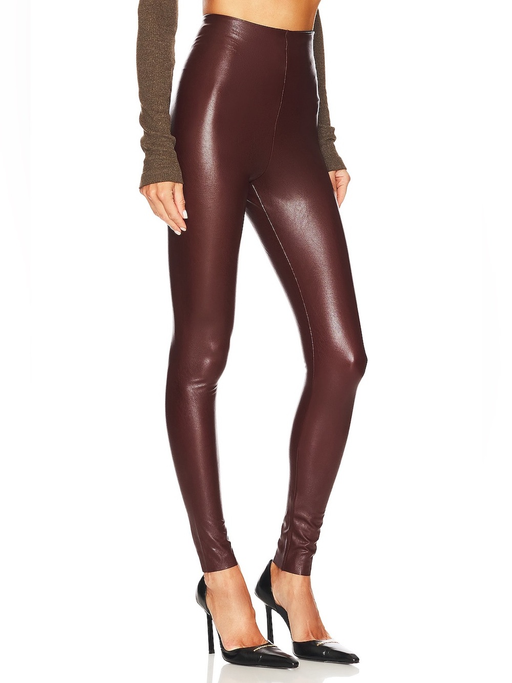 NEW Commando Faux Leather Shaping Leggings Oxblood Office Casual Fitted Trendy